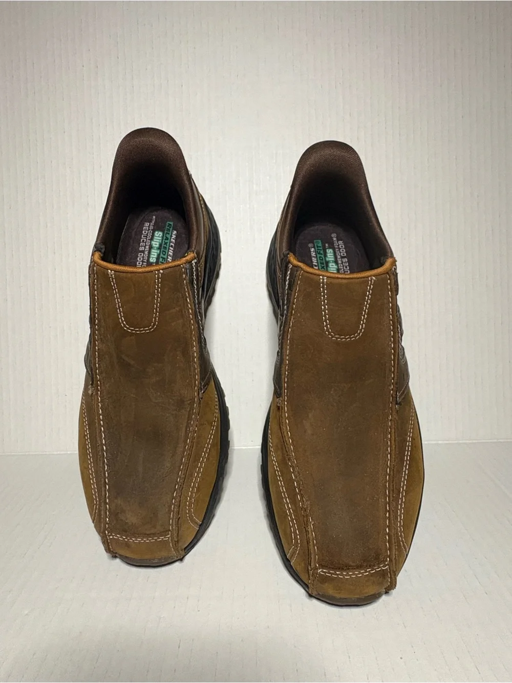 Skechers Relaxed Fit Slip-Ins Brown Leather Men’s Shoes Size 8.5 Casual Loafer